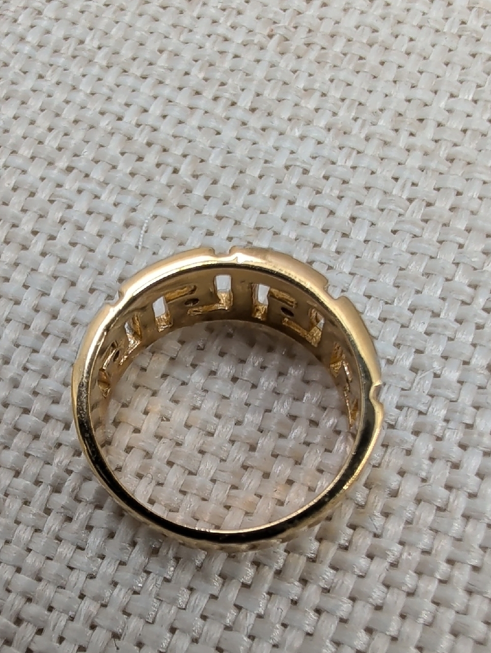 Signed SETA Vintage Greek Key Two-Tone Gold Silver CZ Band Ring Size 5 - Picture 3 of 16